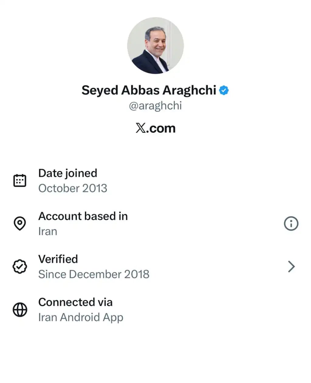 سیدعباس عراقچی با ای دی ایکس araghchi دارای خط سفید سیم کارت سفید لوکیشن گیت رانت اینترنت طبقاتی می باشد.